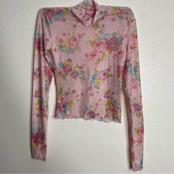 Sugar Thrillz Tops - NWT Sugar Thrillz Somebody's Angel Floral Mesh Crop XXS